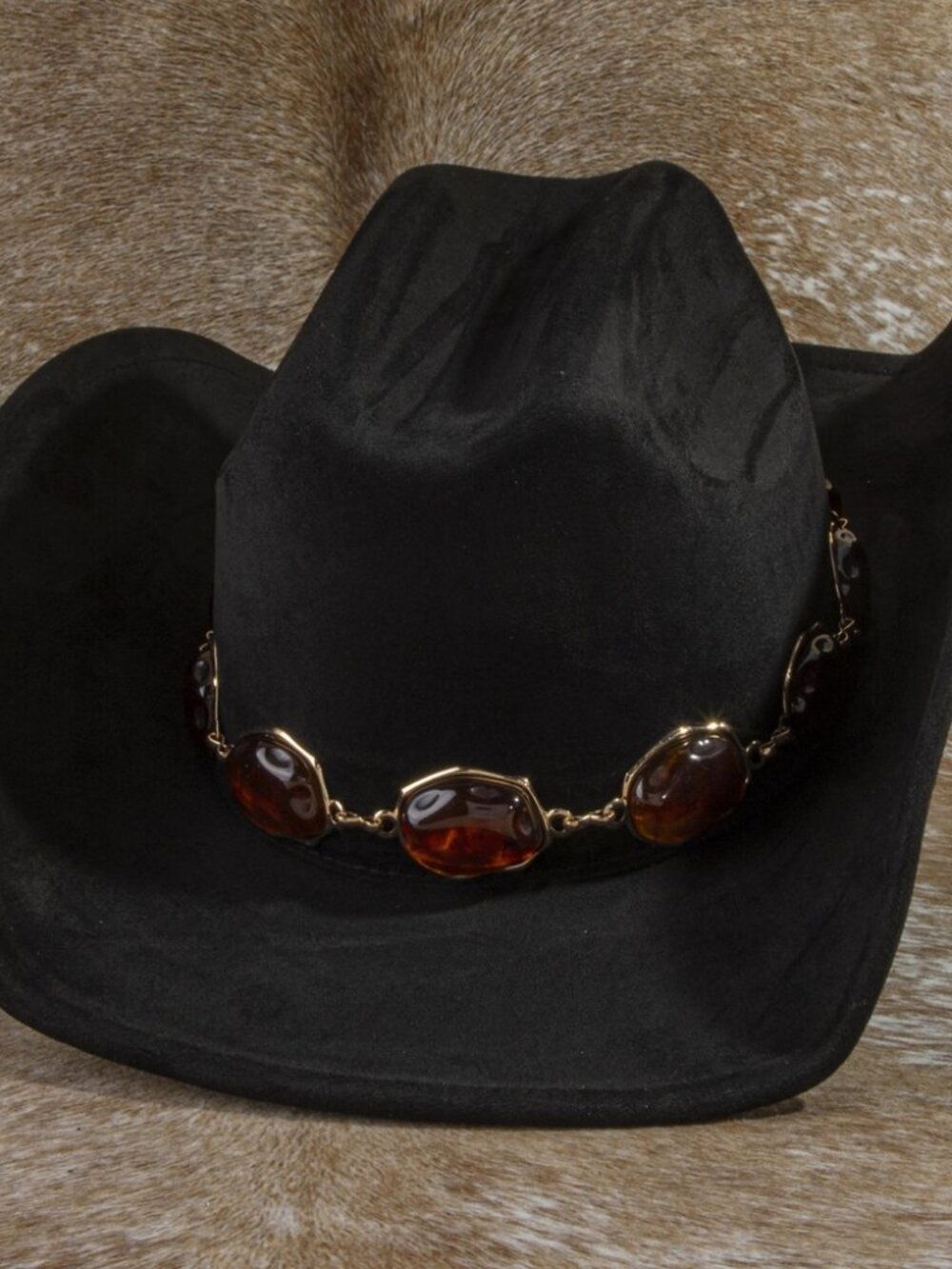 Stylish Oval Stone Concho Cowboy Hat